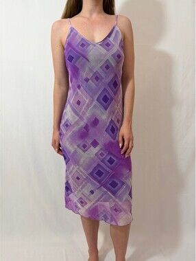 Lilac Purple Geometric Mesh DOuble Layer Fairy Vintage Carrie Bradshaw Dress